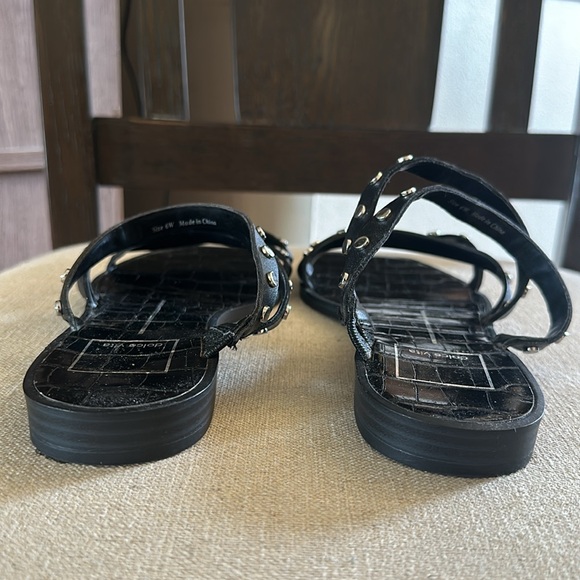 Dolce Vita Women’s Strappy Studded Slip On Sandals Flats Black Size 6W Wide - Picture 6 of 8